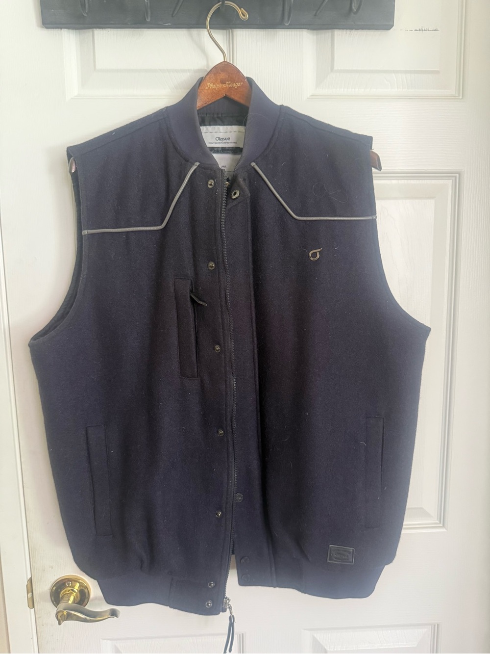 Orisue Classic Men's Navy Wool Vest Jacket - Cutter & Buck